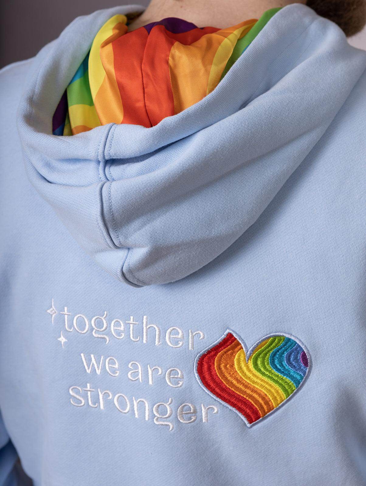 Adult Heart Hoodie Sky Blue - Together we are Stronger UG