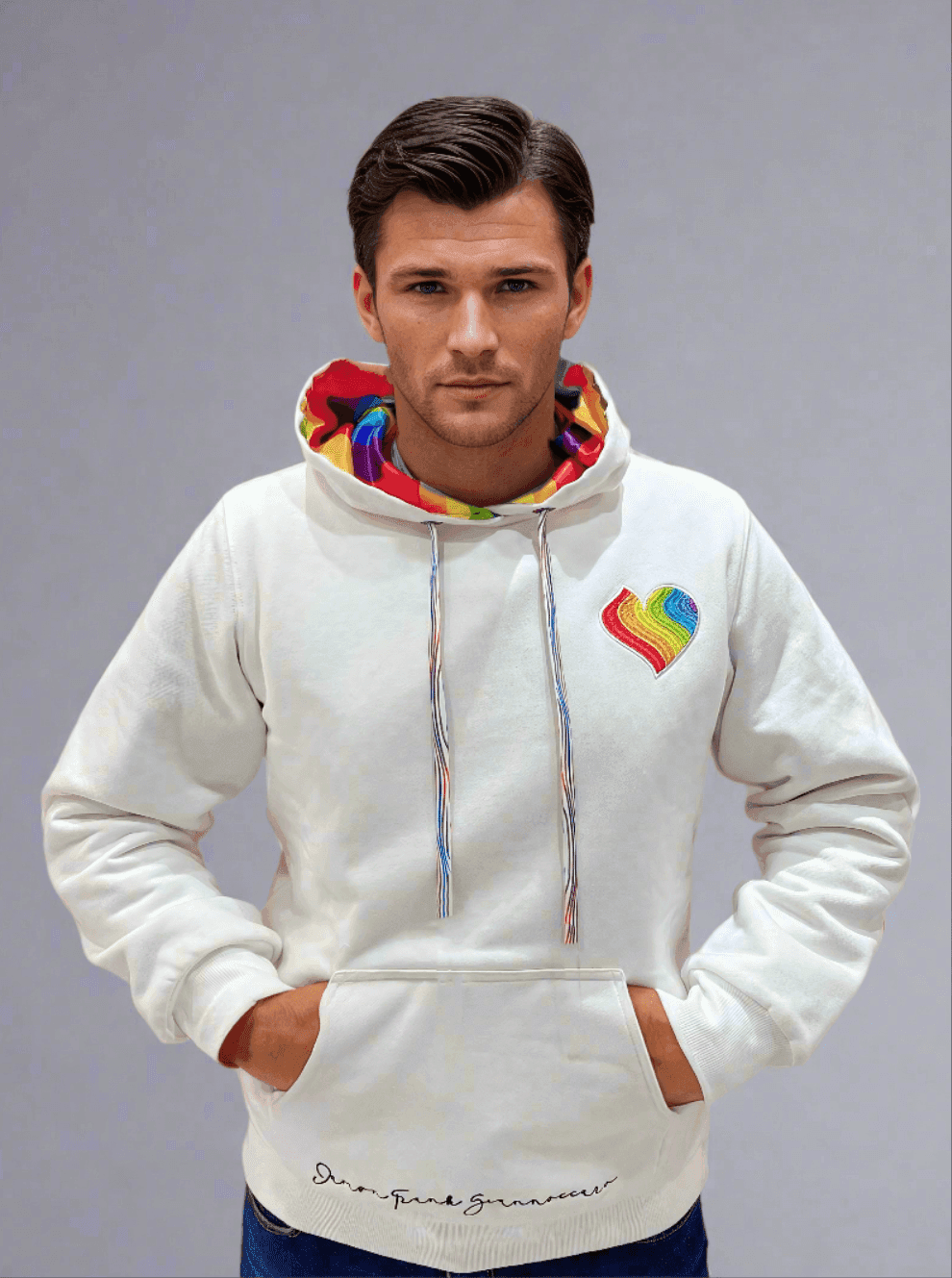 Adult Heart Hoodie Cloud White - Together we are Stronger UG