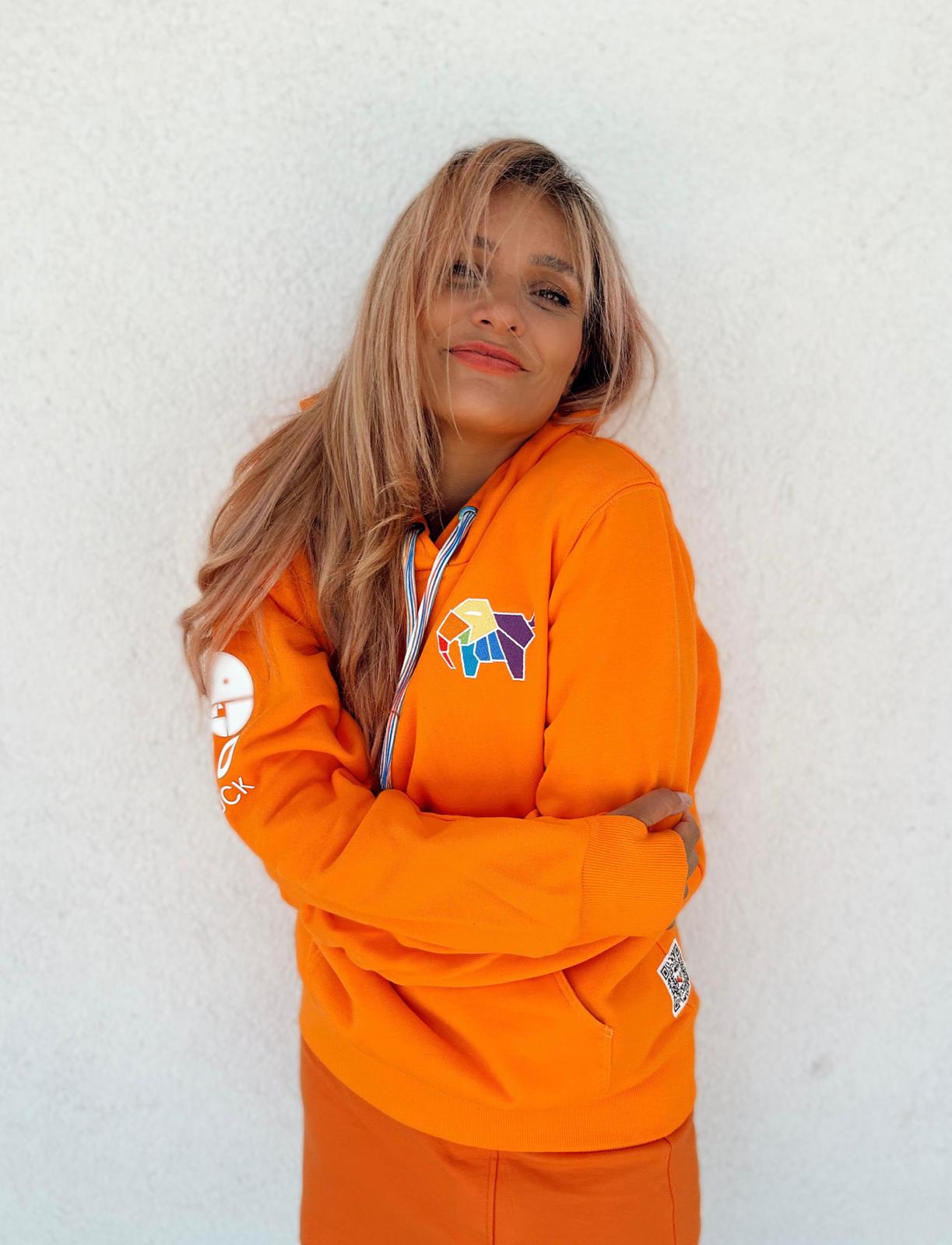 Elephan-Care Hoodie Sunset Orange Together we are Stronger UG