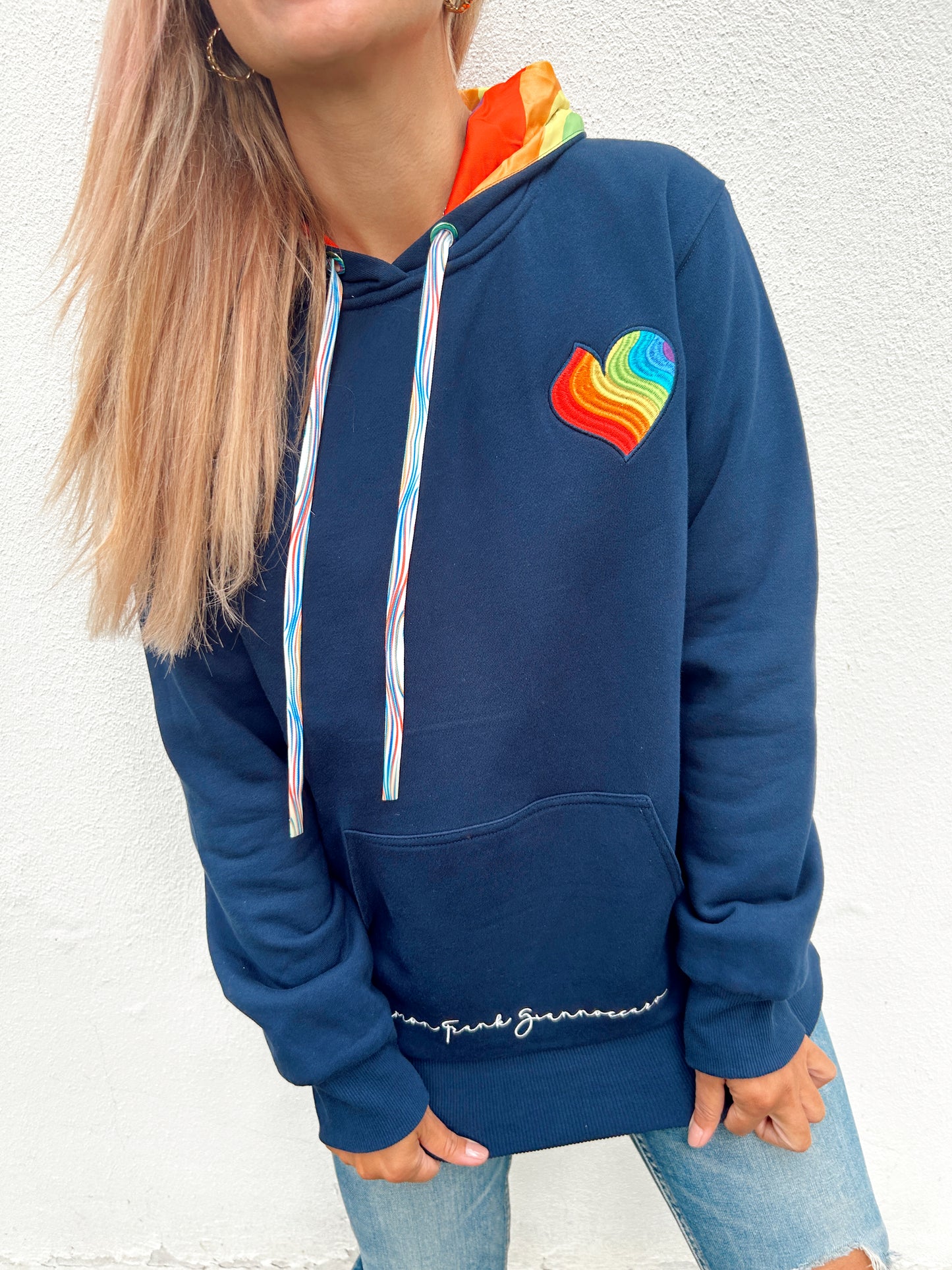 FELPA CON CAPPUCCIO BLU PACIFICO COMPLETAMENTE FODERATA PER ADULTI
