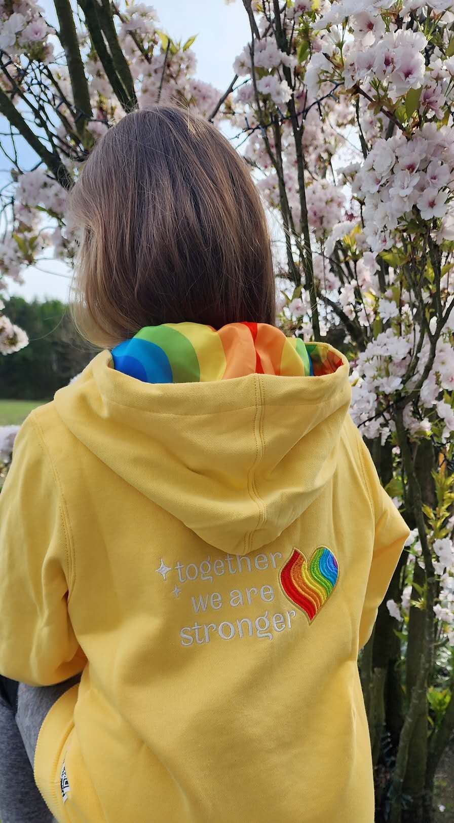 Elephan-Care Hoodie Lemon Yellow for Teens & Kids Together we are Stronger UG