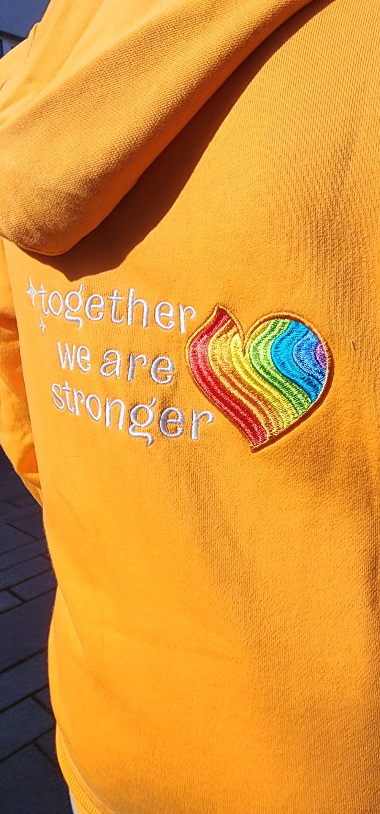 Elephan-Care Hoodie Sunset Orange for Kids & Teens Together we are Stronger UG