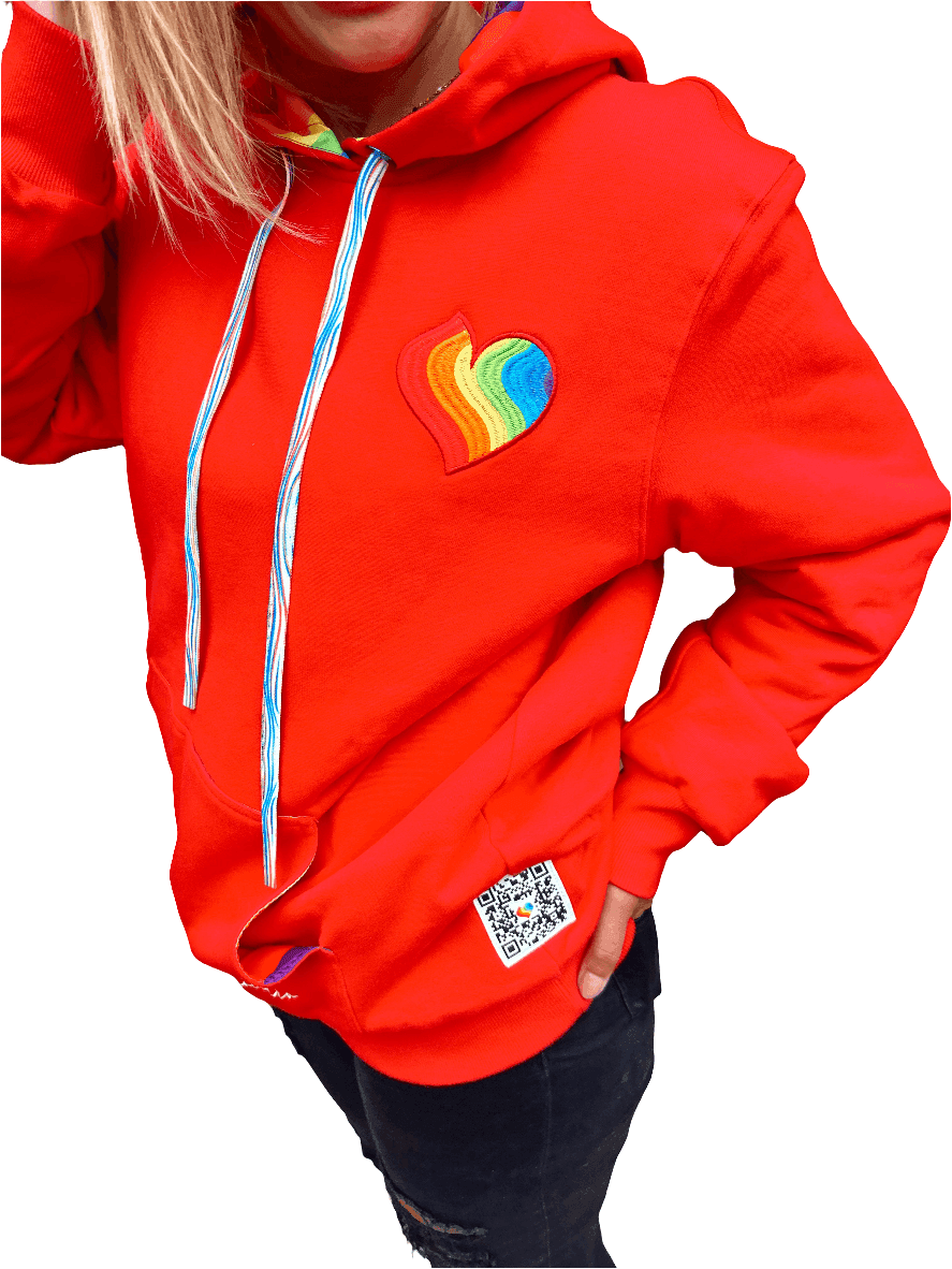 Adult Heart Hoodie Candy Red - Together we are Stronger UG