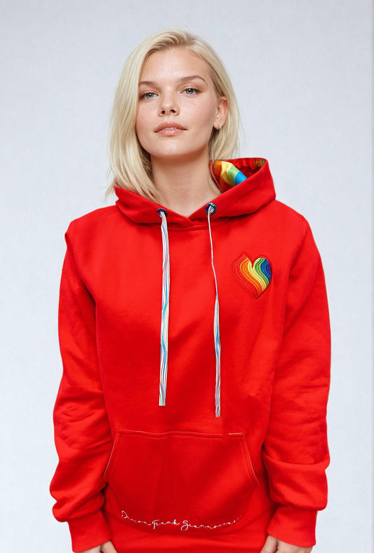 Adult Heart Hoodie Candy Red