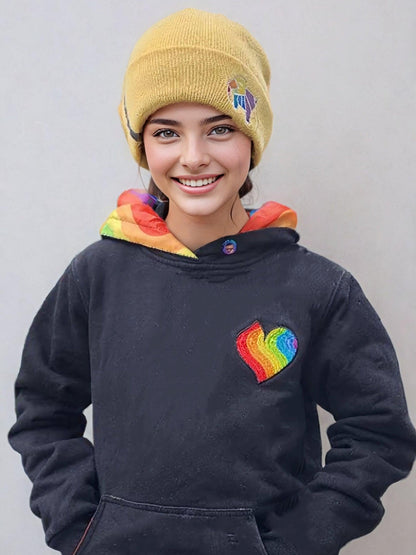 SUDADERA NEGRA CON CAPUCHA PARA ADOLESCENTES