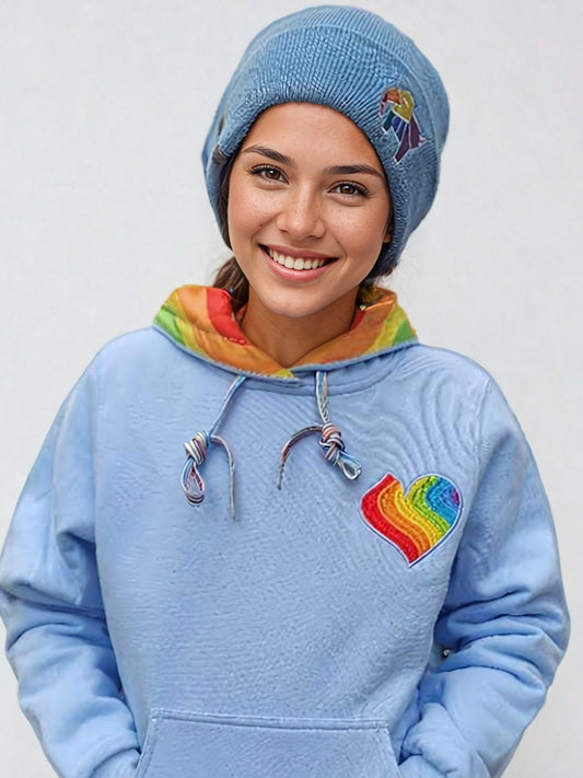 Teens Heart Hoodie Sky Blue - Together we are Stronger UG