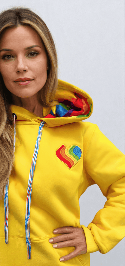 Adult Heart Hoodie Lemon Yellow