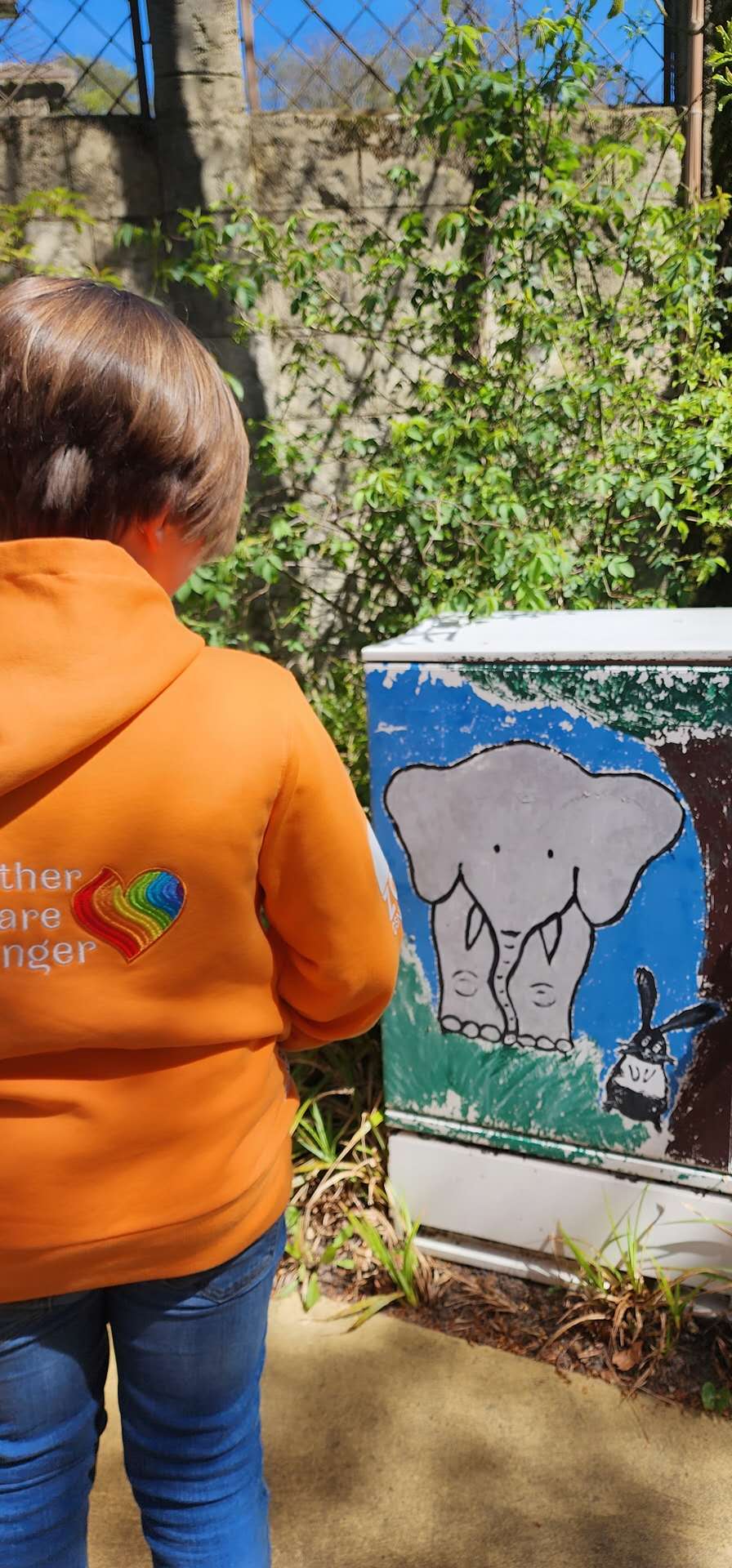 Elephan-Care Hoodie Sunset Orange for Kids & Teens Together we are Stronger UG