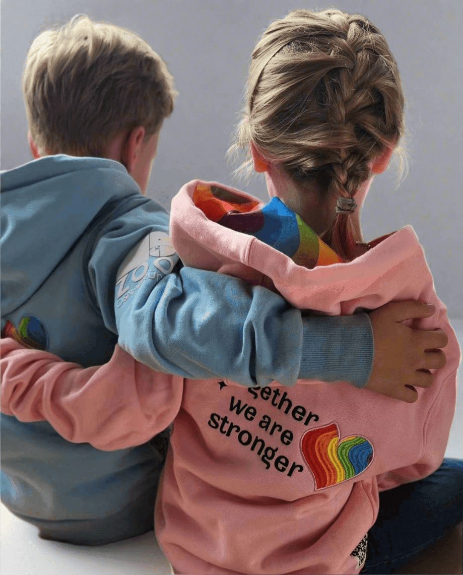 Kids Elephan-Care Hoodie Dust Pink - Together we are Stronger UG