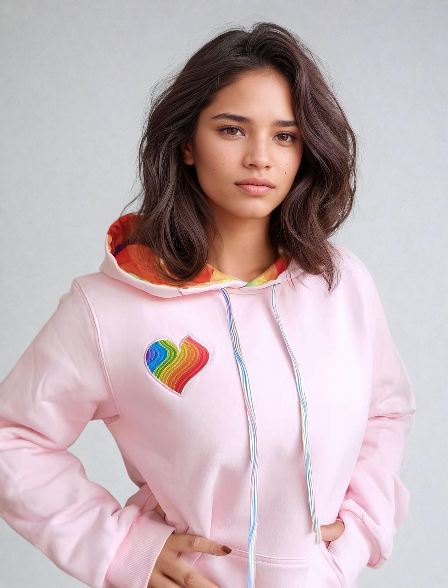 SUDADERA CON CAPUCHA ROSA POLVO PARA ADULTOS