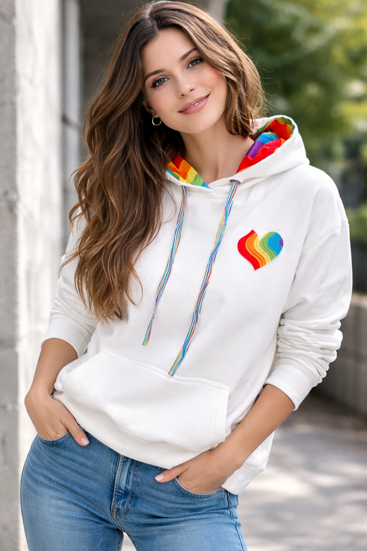 Adult Heart Hoodie Cloud White