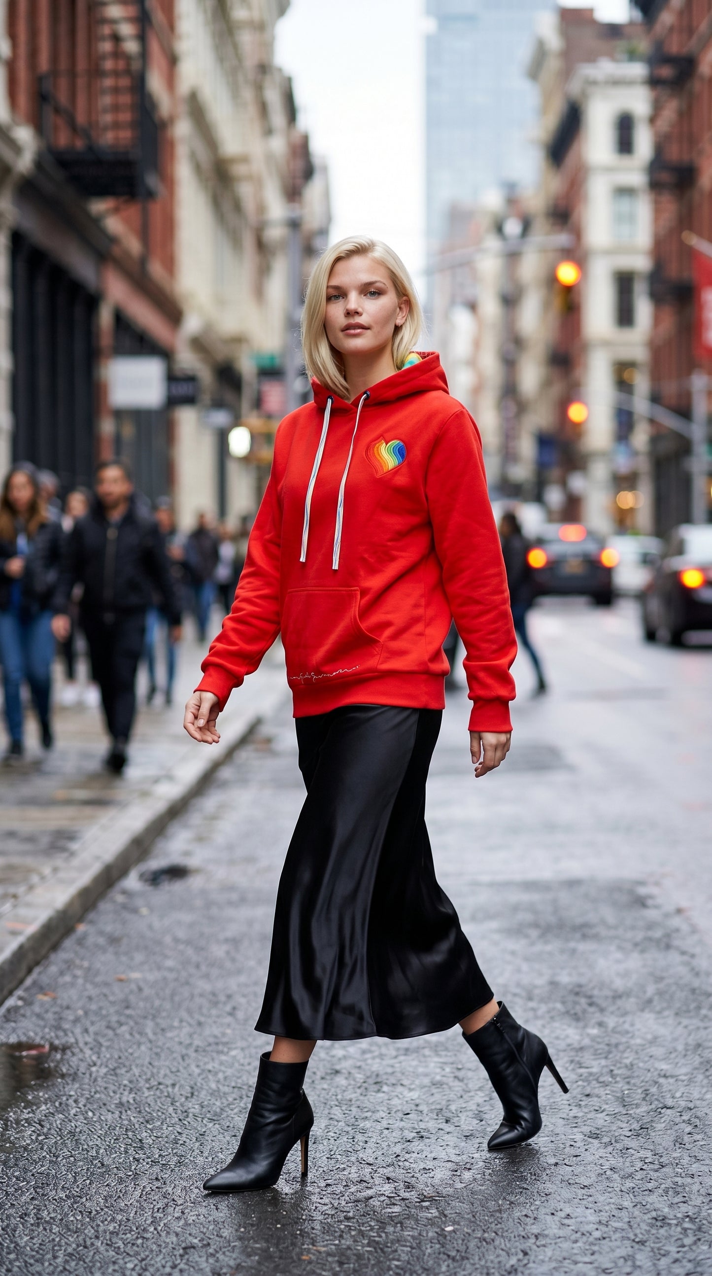 Adult Heart Hoodie Candy Red
