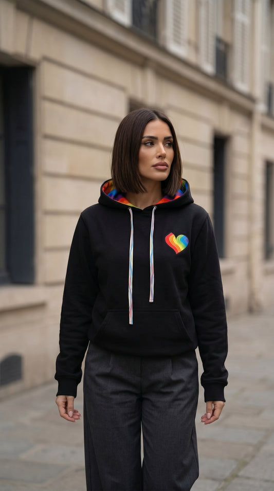 TWAS Adult Heart Hoodie Mitternacht Schwarz