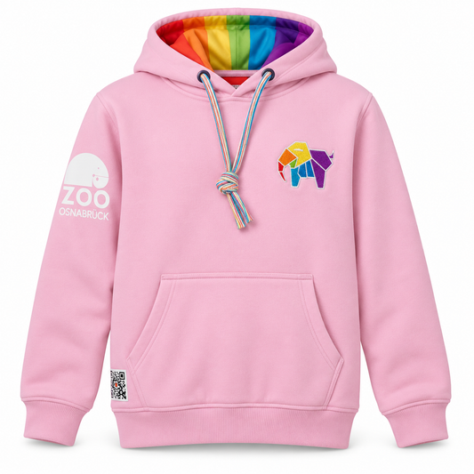 Kuscheliger Elefanten-Hoodie für Kids & Teens in Sunset Orange mit gesticktem Elefant