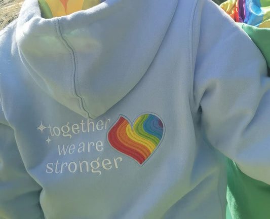 Winter Wonders Heart Hoodie Sky Blue for Teens Together we are Stronger UG